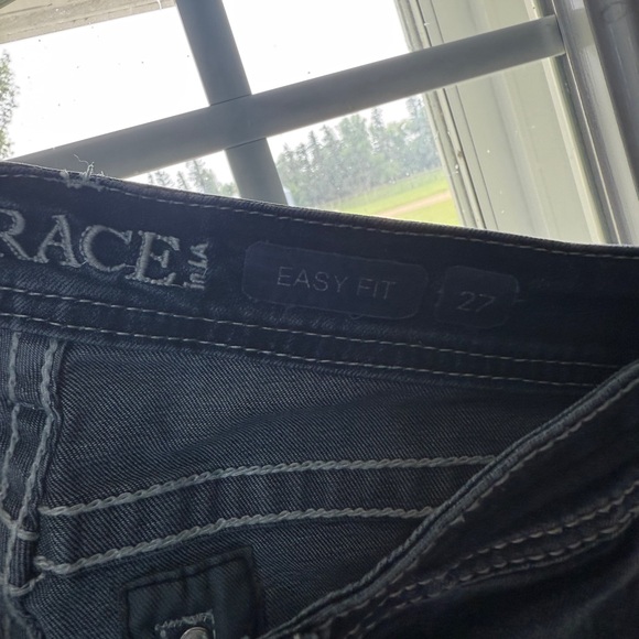 Grace in LA Navy Boot Cut Jeans with Intricate Pocket Design - Picture 3 of 4